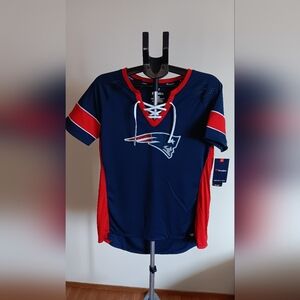 Fanatics Navy and Red Lace-Up Sports Jersey
